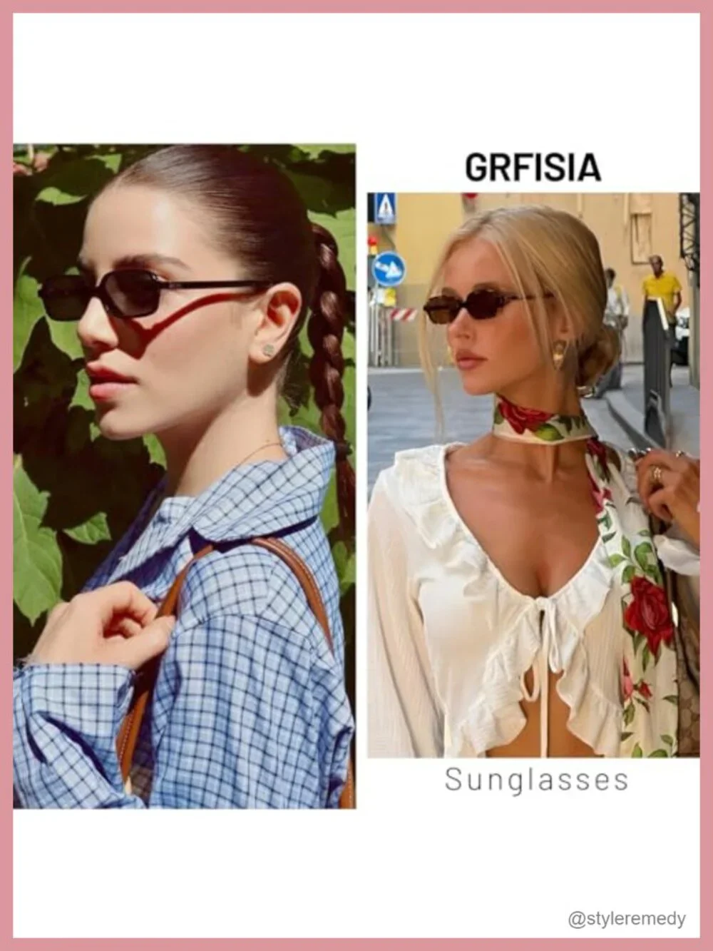 Retro Rectangular Sunglasses UV Protection Small Narrow Square Frame